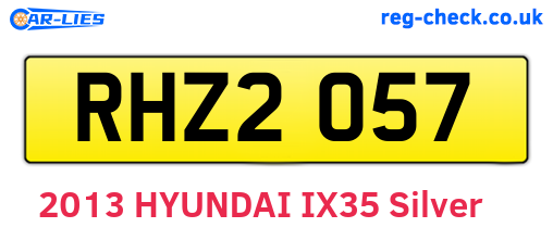 RHZ2057 are the vehicle registration plates.