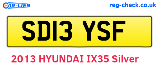 SD13YSF are the vehicle registration plates.