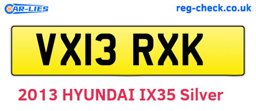 VX13RXK are the vehicle registration plates.