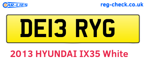 DE13RYG are the vehicle registration plates.