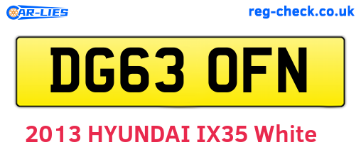 DG63OFN are the vehicle registration plates.