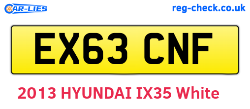 EX63CNF are the vehicle registration plates.