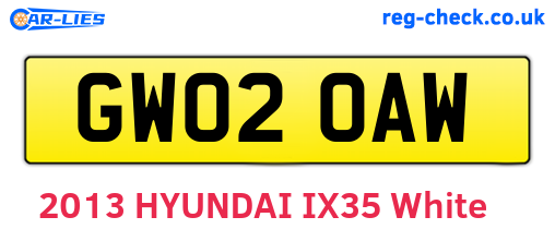 GW02OAW are the vehicle registration plates.
