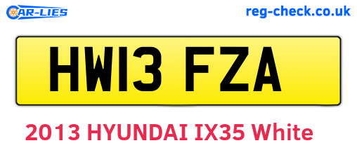 HW13FZA are the vehicle registration plates.