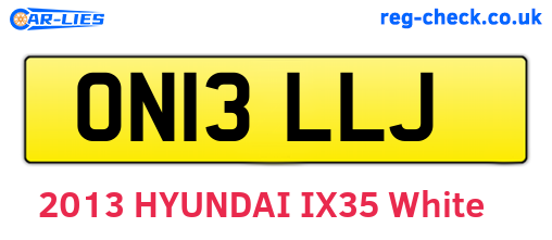 ON13LLJ are the vehicle registration plates.