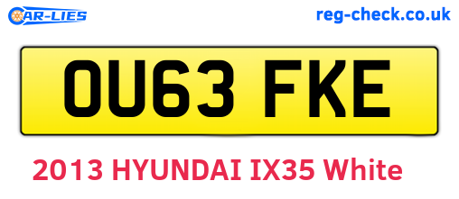 OU63FKE are the vehicle registration plates.