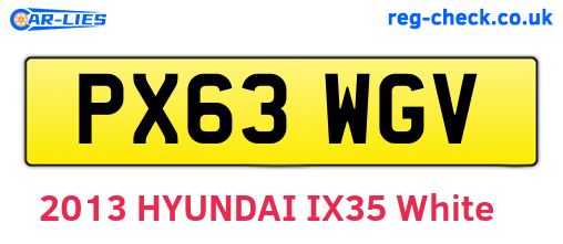 PX63WGV are the vehicle registration plates.