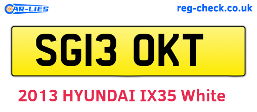 SG13OKT are the vehicle registration plates.