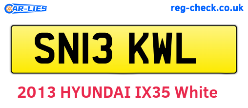 SN13KWL are the vehicle registration plates.