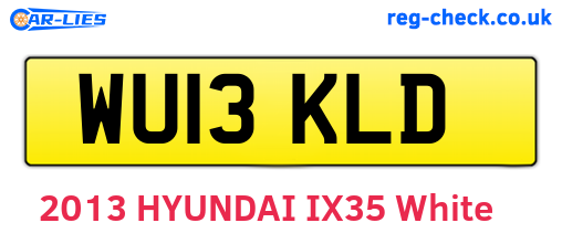 WU13KLD are the vehicle registration plates.