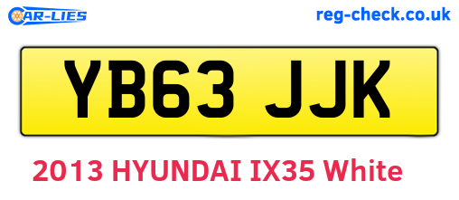 YB63JJK are the vehicle registration plates.