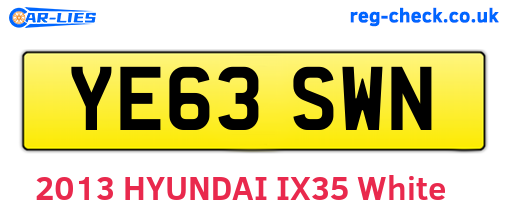 YE63SWN are the vehicle registration plates.