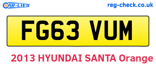 FG63VUM are the vehicle registration plates.