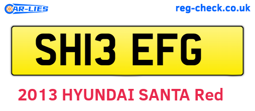 SH13EFG are the vehicle registration plates.