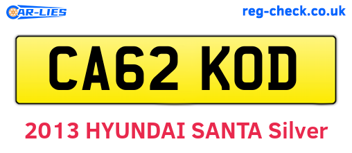 CA62KOD are the vehicle registration plates.
