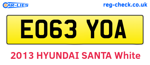 EO63YOA are the vehicle registration plates.