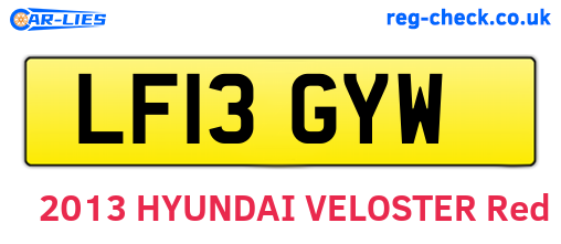 LF13GYW are the vehicle registration plates.
