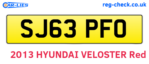 SJ63PFO are the vehicle registration plates.