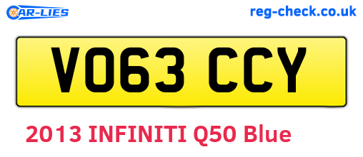 VO63CCY are the vehicle registration plates.