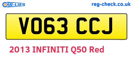 VO63CCJ are the vehicle registration plates.