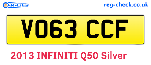 VO63CCF are the vehicle registration plates.