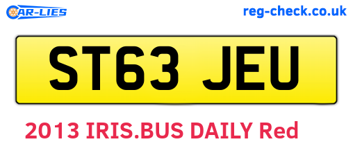 ST63JEU are the vehicle registration plates.