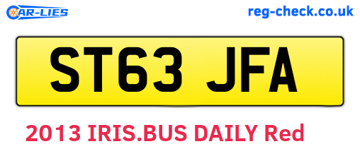 ST63JFA are the vehicle registration plates.