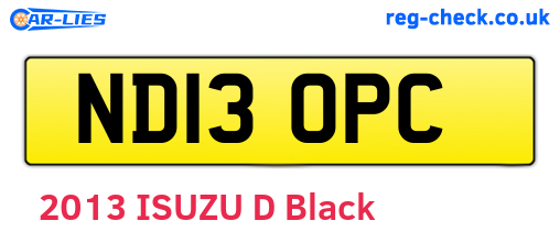 ND13OPC are the vehicle registration plates.