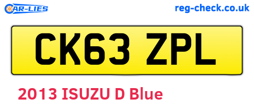 CK63ZPL are the vehicle registration plates.