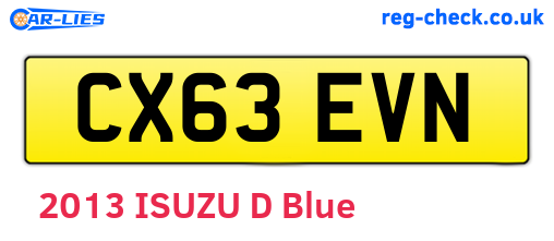 CX63EVN are the vehicle registration plates.