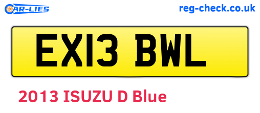 EX13BWL are the vehicle registration plates.