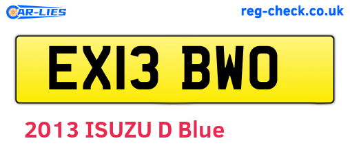 EX13BWO are the vehicle registration plates.