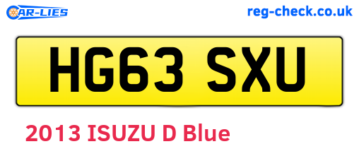 HG63SXU are the vehicle registration plates.
