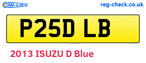P25DLB are the vehicle registration plates.