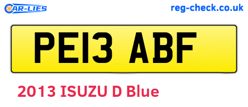 PE13ABF are the vehicle registration plates.