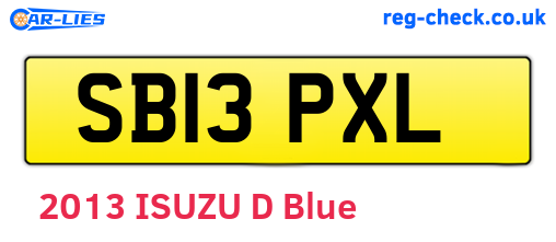 SB13PXL are the vehicle registration plates.