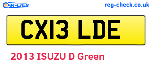 CX13LDE are the vehicle registration plates.