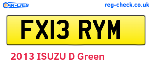 FX13RYM are the vehicle registration plates.