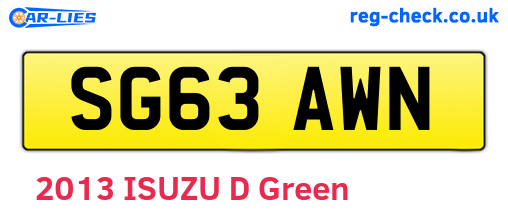 SG63AWN are the vehicle registration plates.