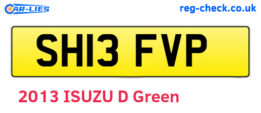 SH13FVP are the vehicle registration plates.