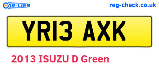 YR13AXK are the vehicle registration plates.