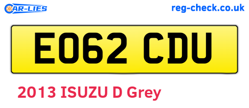 EO62CDU are the vehicle registration plates.
