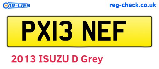 PX13NEF are the vehicle registration plates.