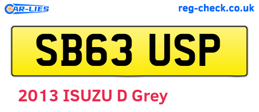 SB63USP are the vehicle registration plates.