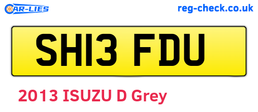SH13FDU are the vehicle registration plates.