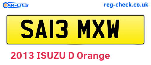 SA13MXW are the vehicle registration plates.