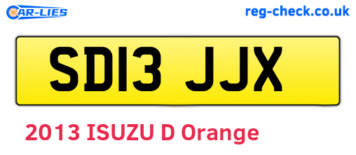 SD13JJX are the vehicle registration plates.