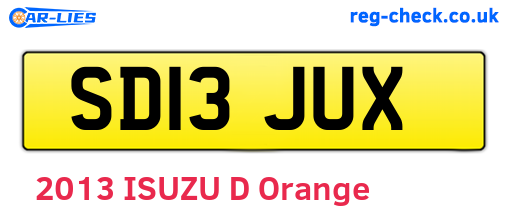 SD13JUX are the vehicle registration plates.