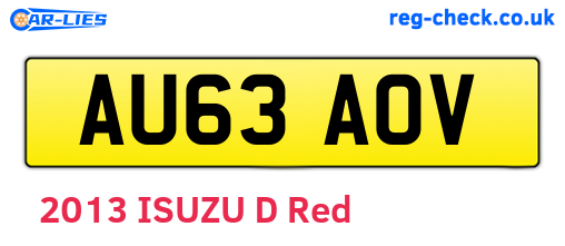 AU63AOV are the vehicle registration plates.