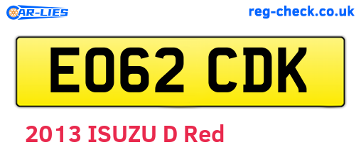 EO62CDK are the vehicle registration plates.